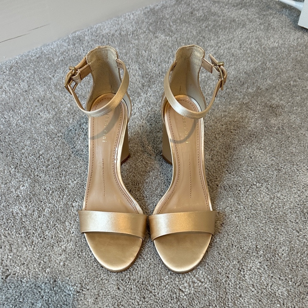 Gianni Bini Gold Ankle Strap Heels